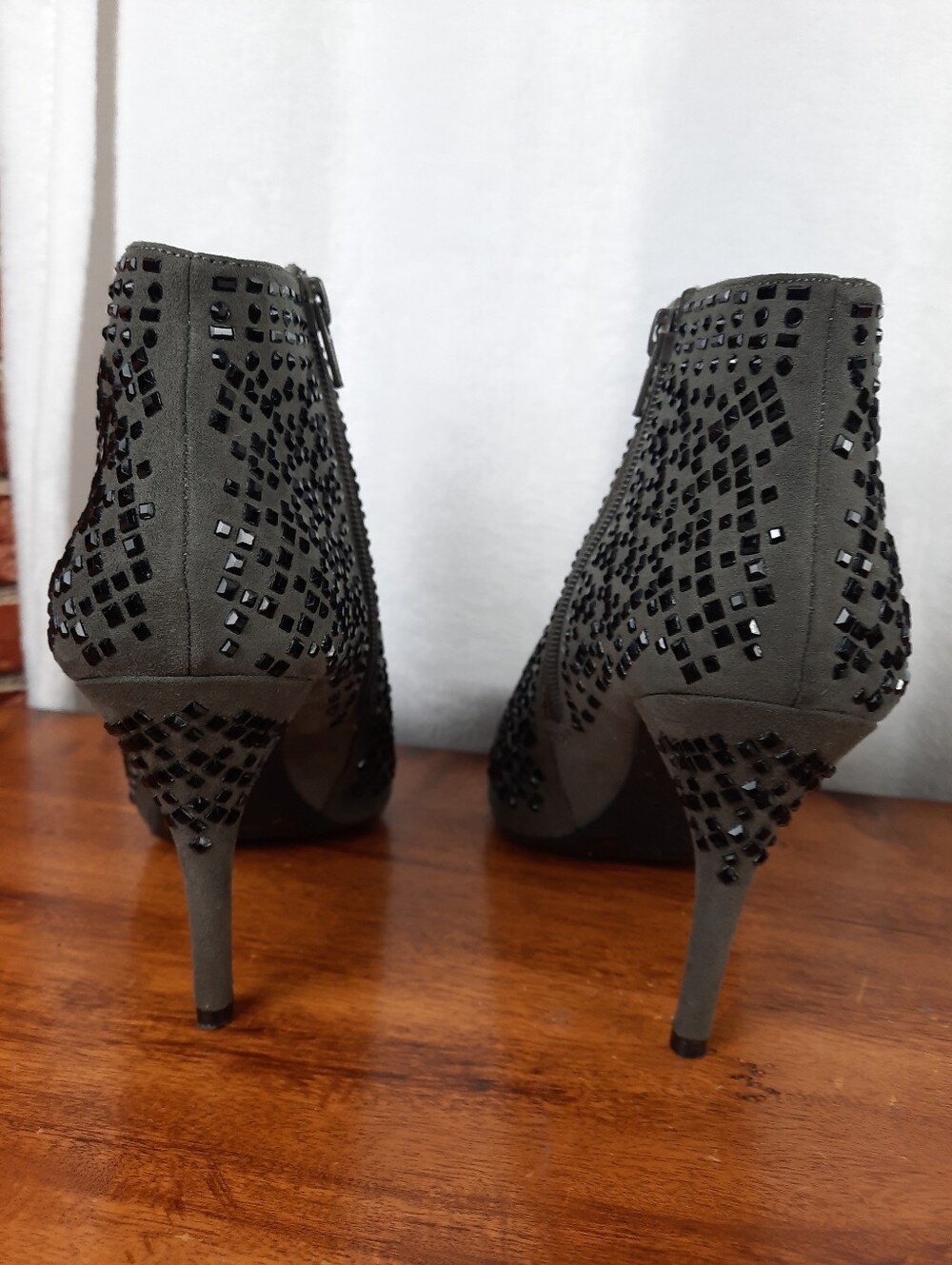 Giani Bini Embellished Grey and Black Ankle Booties - High Heel - Picture 6 of 16
